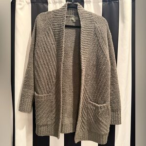 BAREFOOT DREAMS • CozyChic Olive Gray Cozy Gray Open-Front Sweater